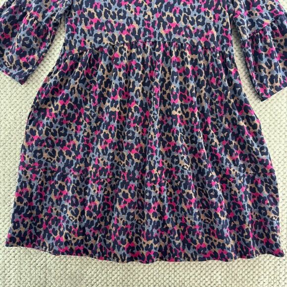 Pact Dress Womens S Purple Chetah Scoop Neck Elbow Flare Sleeve Knee Length - Picture 4 of 15